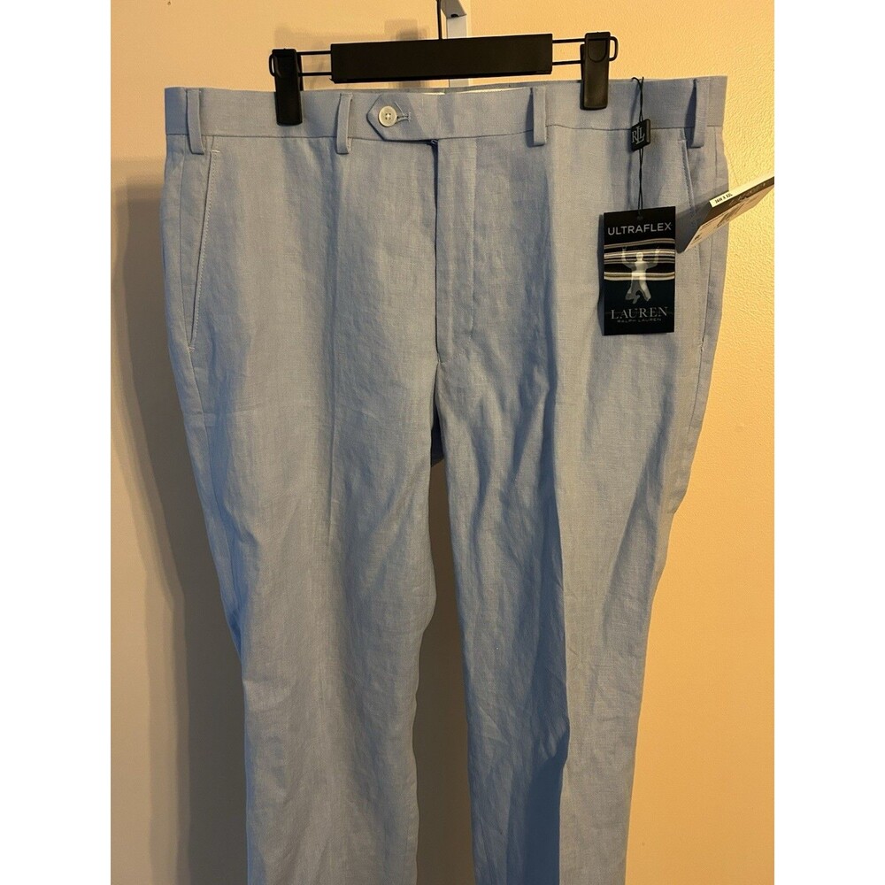 Mens RALPH LAUREN dress pants 36x32 Light Blue ULTRA FLEX Lightweight Preppy - Picture 3 of 16